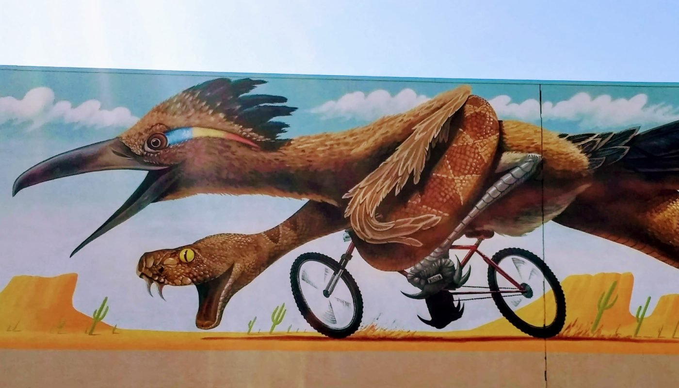 snake and roadrunner mural Joe Pagac