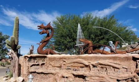 dragon sculptures by private Tucson home