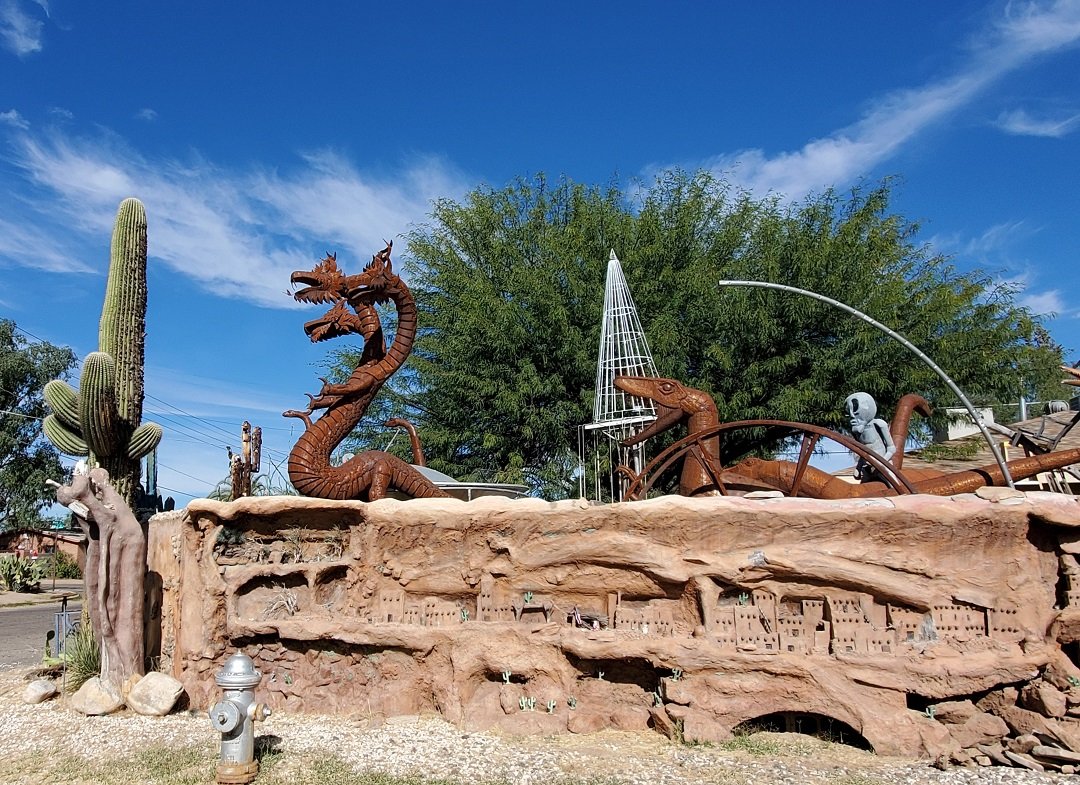 dragon sculptures by private Tucson home