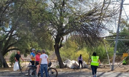gathering trash at Santa Cruz River