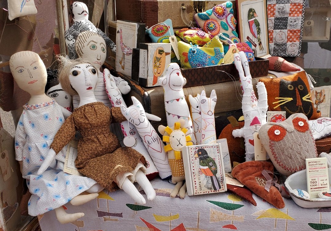 Fabric dolls by Patrice Frasswinelli Lange TMA art show 2022