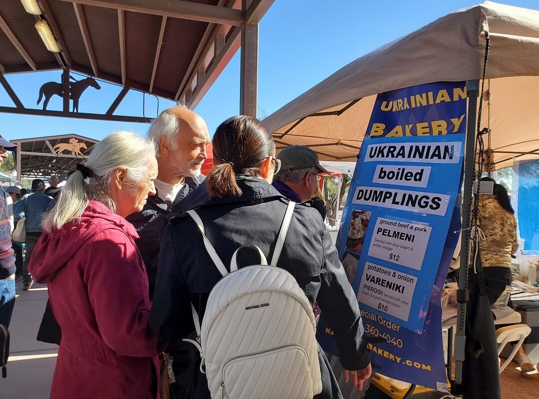 Ukrainian dumpling booth Rillito farmers market Nov 2022
