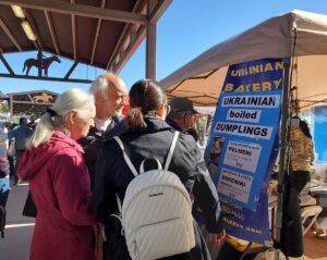 Ukrainian dumpling booth Rillito farmers market Nov 2022