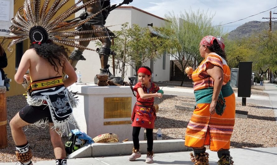 Dancing in Barrio Viejo to honor an emperor