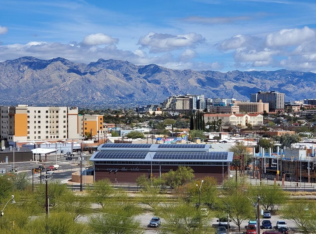 View of Tucson looking north to the Santa Catalina Mountains from downtown