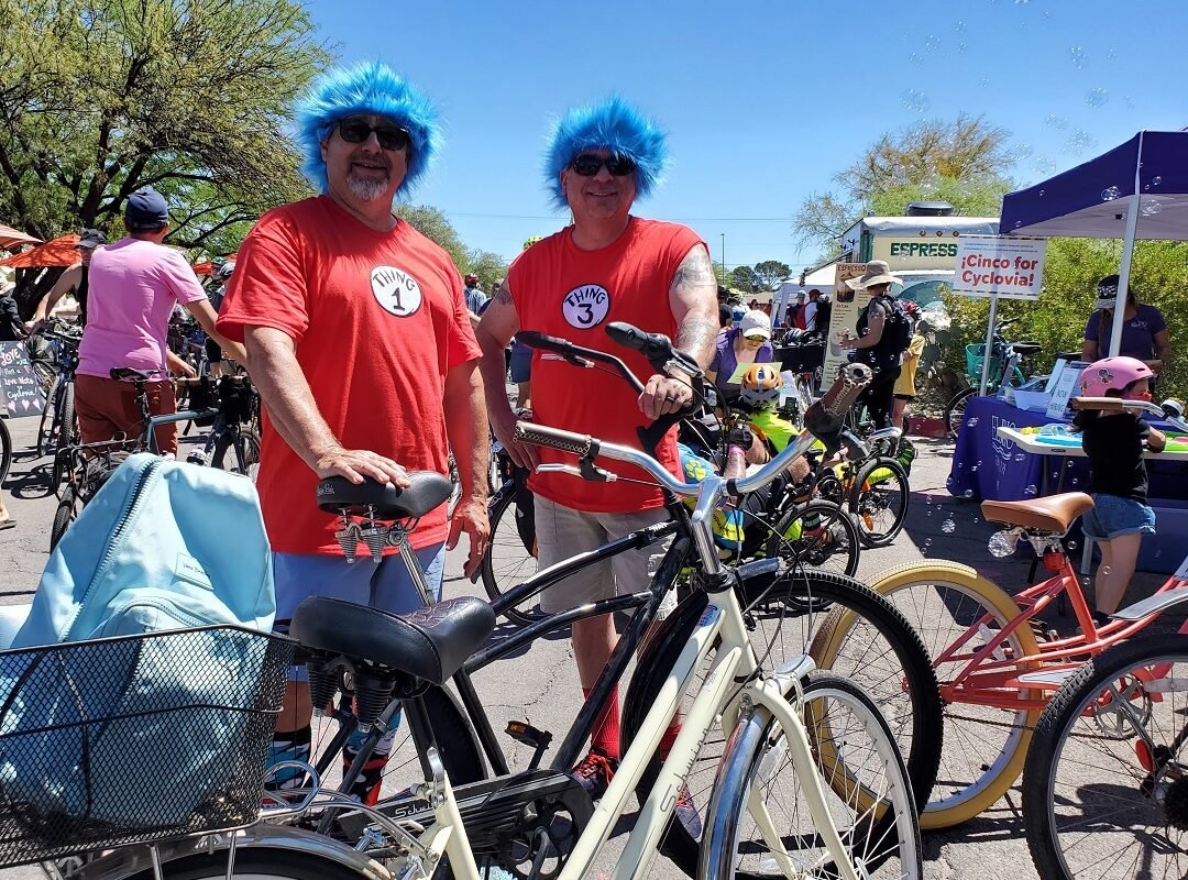 Thing 1 an d Thing 3 at Cyclovia 2023 Tucson