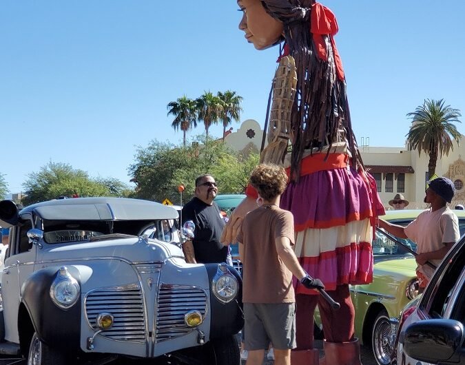 Amal the Giant Puppet and Tucson lowriders