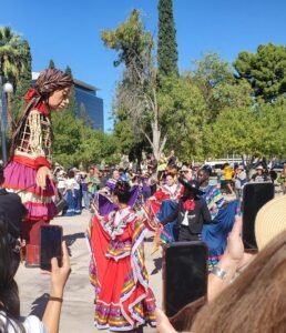 Amal and the Mexican folkloric dancers in Armory Park Tucson
