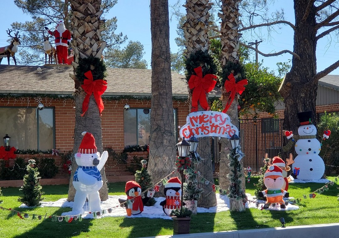 Christmas decorations at Winterhaven Tucson home