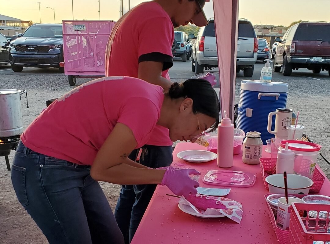 pink elotes at Tucson Vegan Night Market