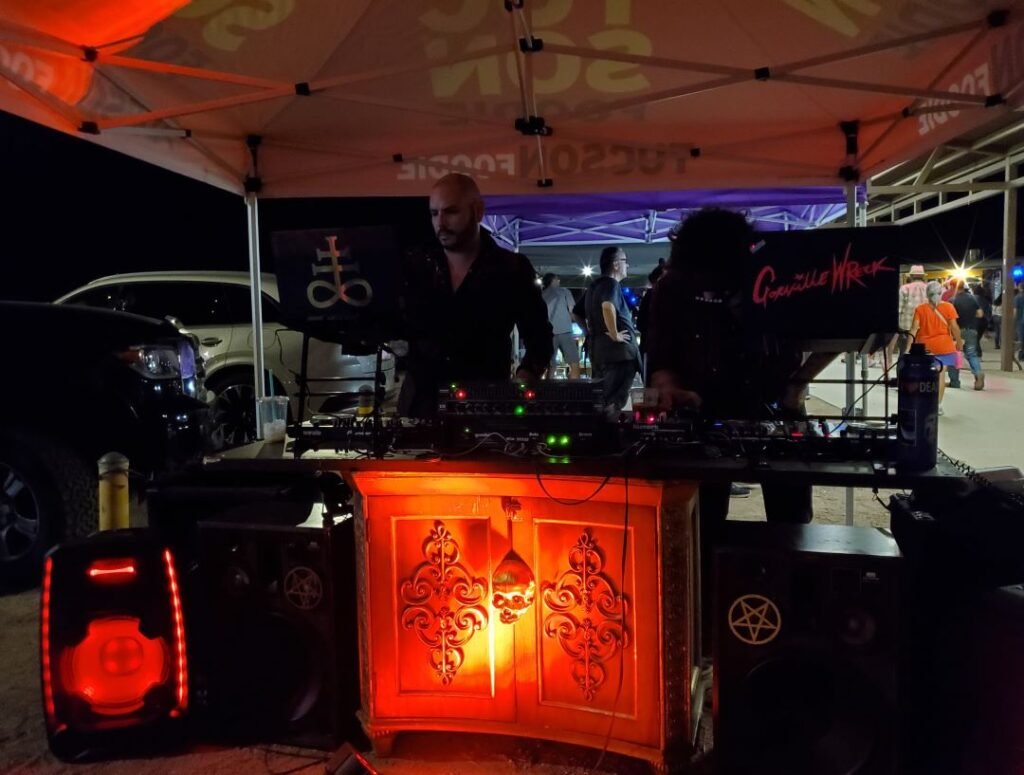DJs at the Tucson Vegan Night Market