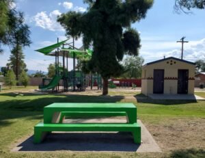 Green picnic table Conner Park