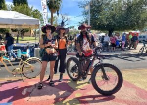two witches and pirate at Tucson Cyclovia