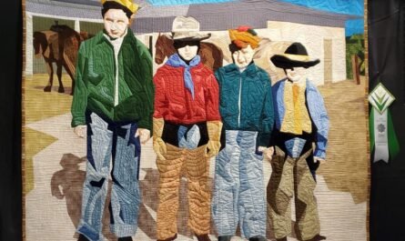 quilt portrait of children wearing cowboy clothes