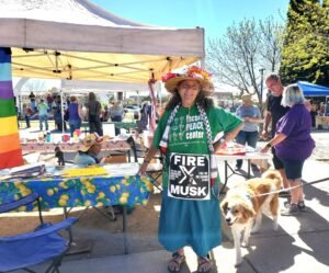 Woman with flower hat Tucson Peace Fair