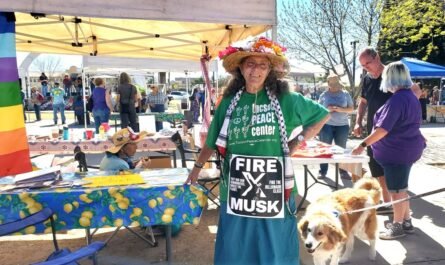 Woman with flower hat Tucson Peace Fair
