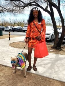 dog owners and their dogs at the dog adoption event in Tucson