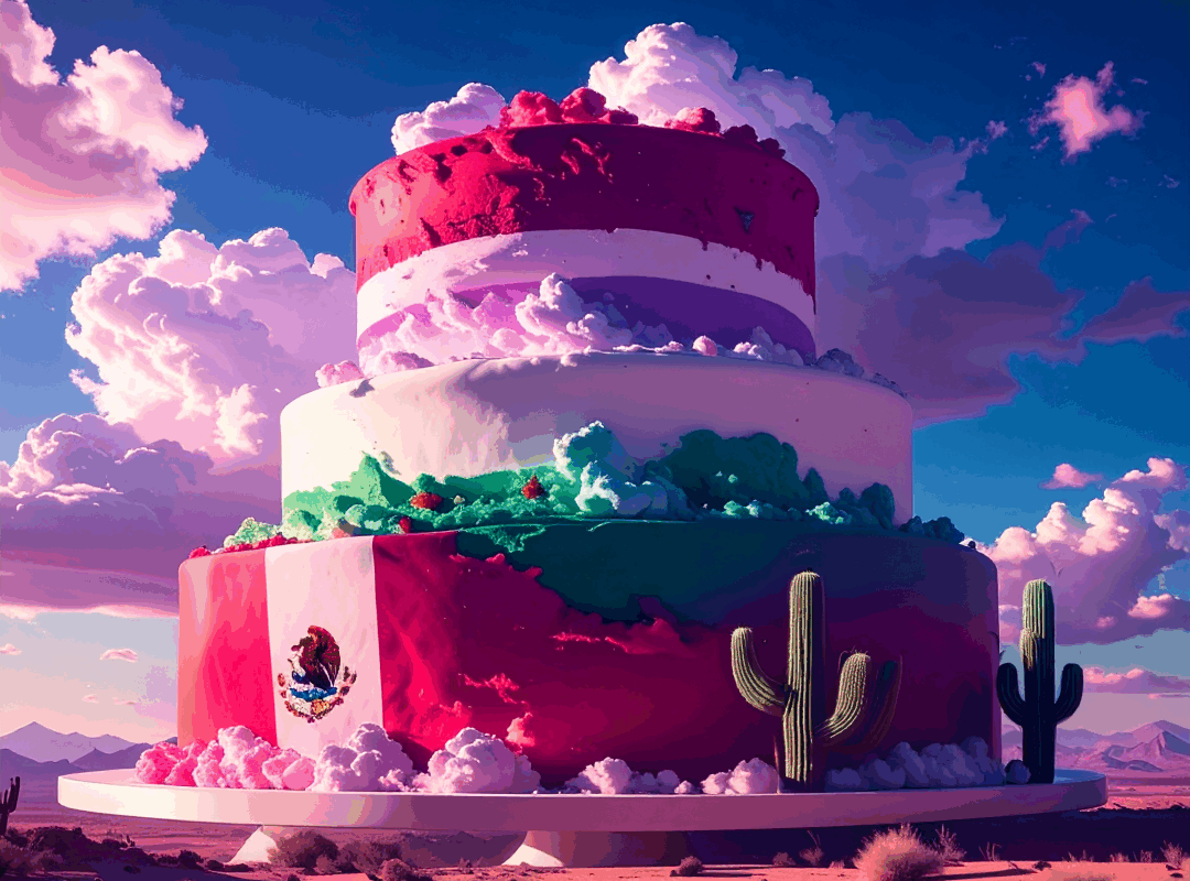 Anniversary cake for Tucson with flags of Mexico, Ireland and U.S.