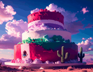 Anniversary cake for Tucson with flags of Mexico, Ireland and U.S.