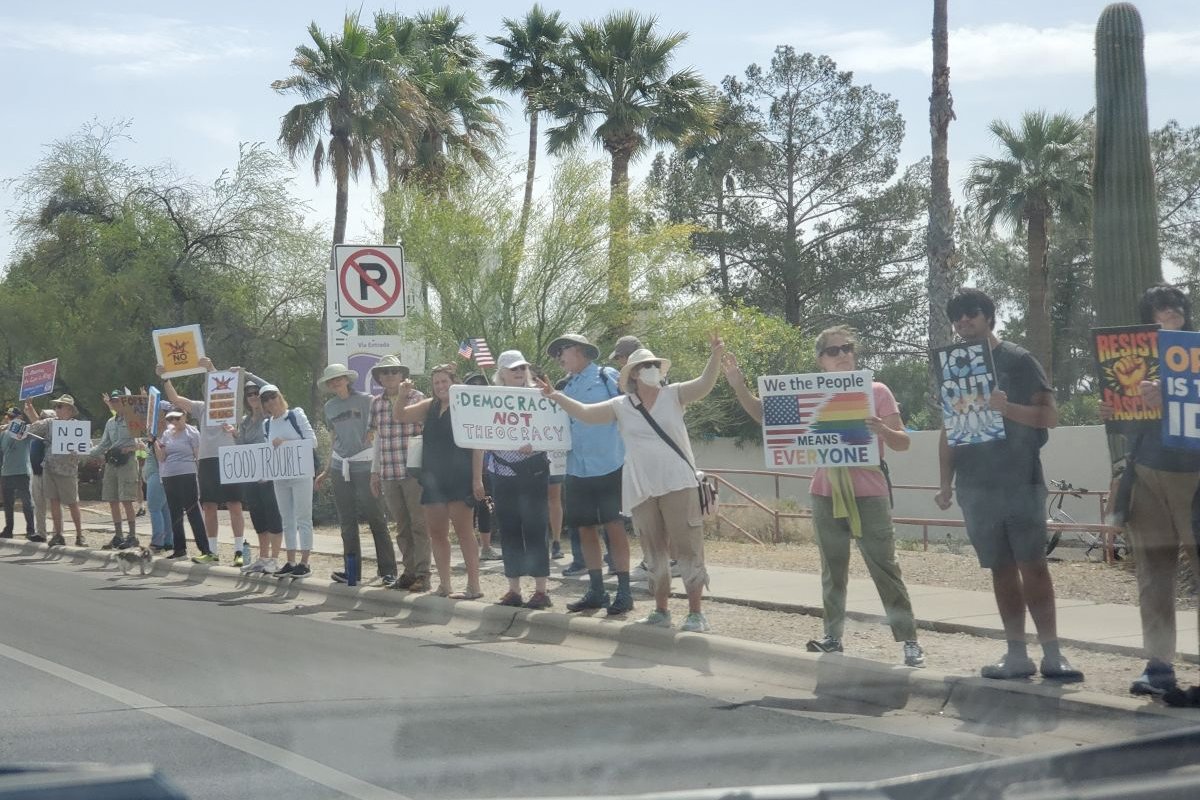 No Kings demonstrators along River Road Tucson