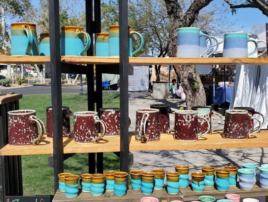 handmade cups in bright colors