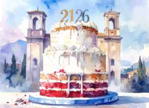 image celebrating Julius Caesar's birthday cake