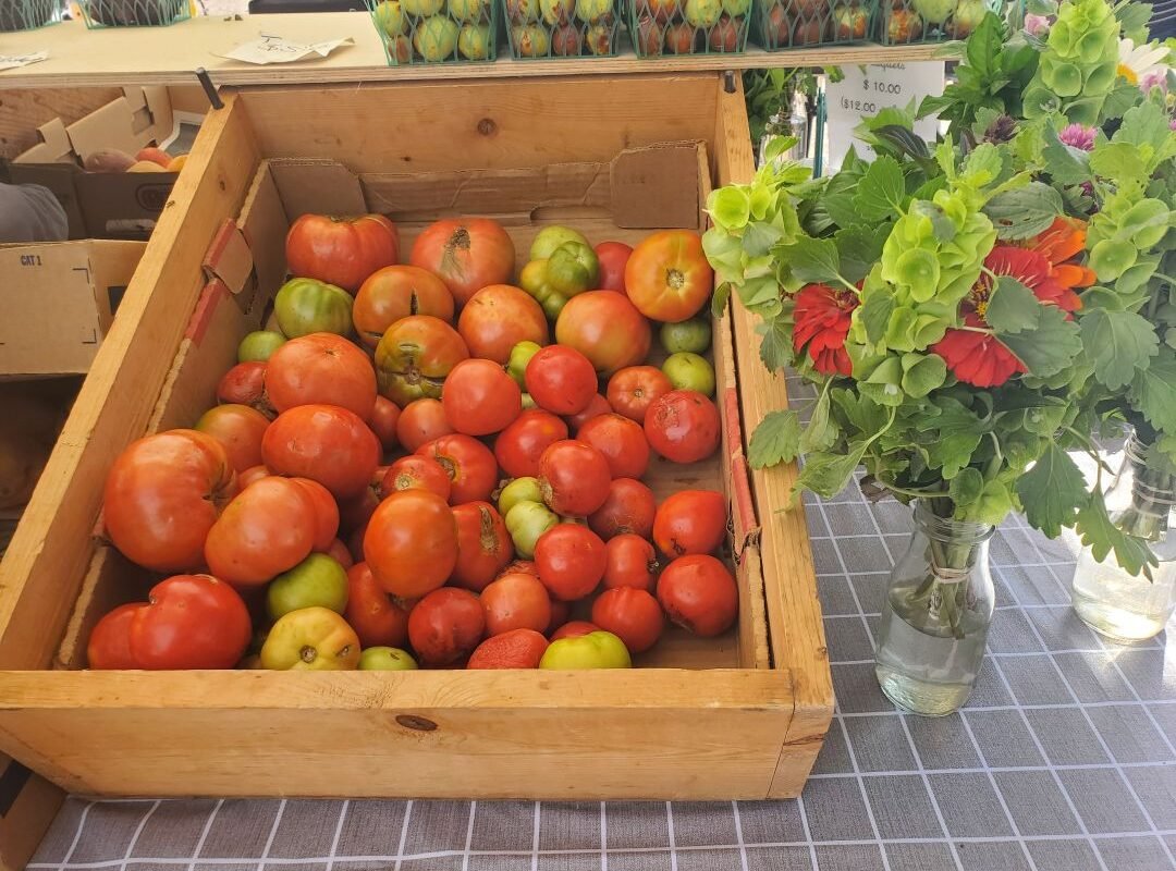 tomatoes and edible nasturiums at Rillito Farmers market